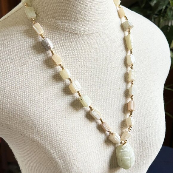 Carved Scarab Jade Necklace - Picture 4 of 9